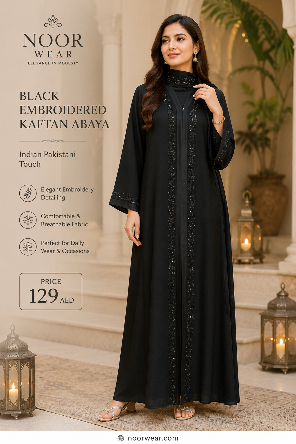 BL-3 Premium Black Embroidered Abaya