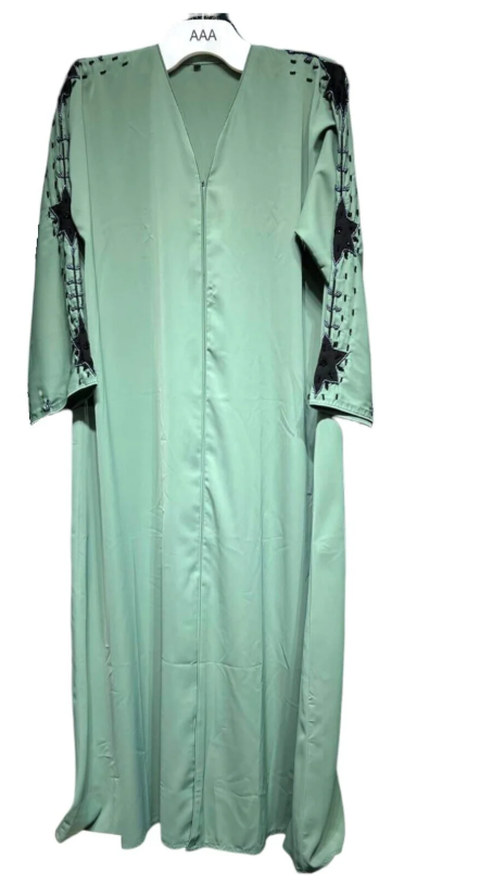 GR2 Mint green open abaya