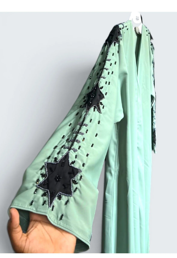 GR2 Mint green open abaya