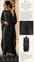 BL-2 Elegant Black Embellished Kaftan Abaya – Black